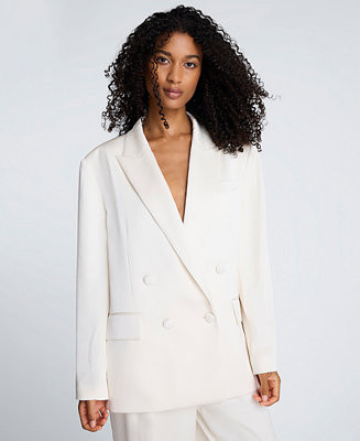 Women's Satin Double-Breasted Boyfriend Jacket | Macy's