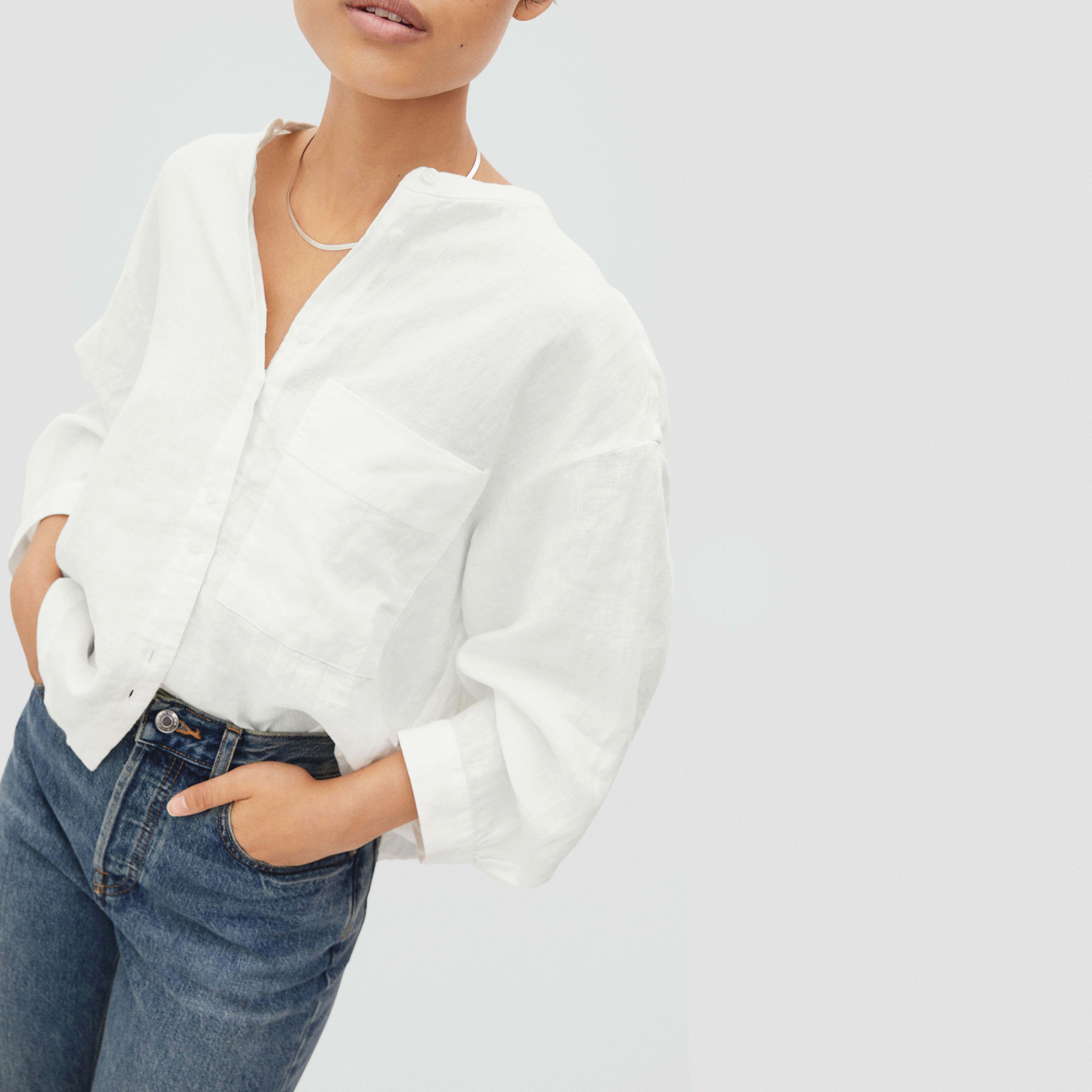 Linen Billow Blouse by Everlane in White, Size M | Everlane