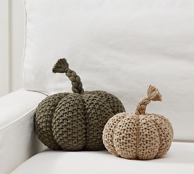 Seedstitch Pumpkin Shaped Pillow | Pottery Barn (US)