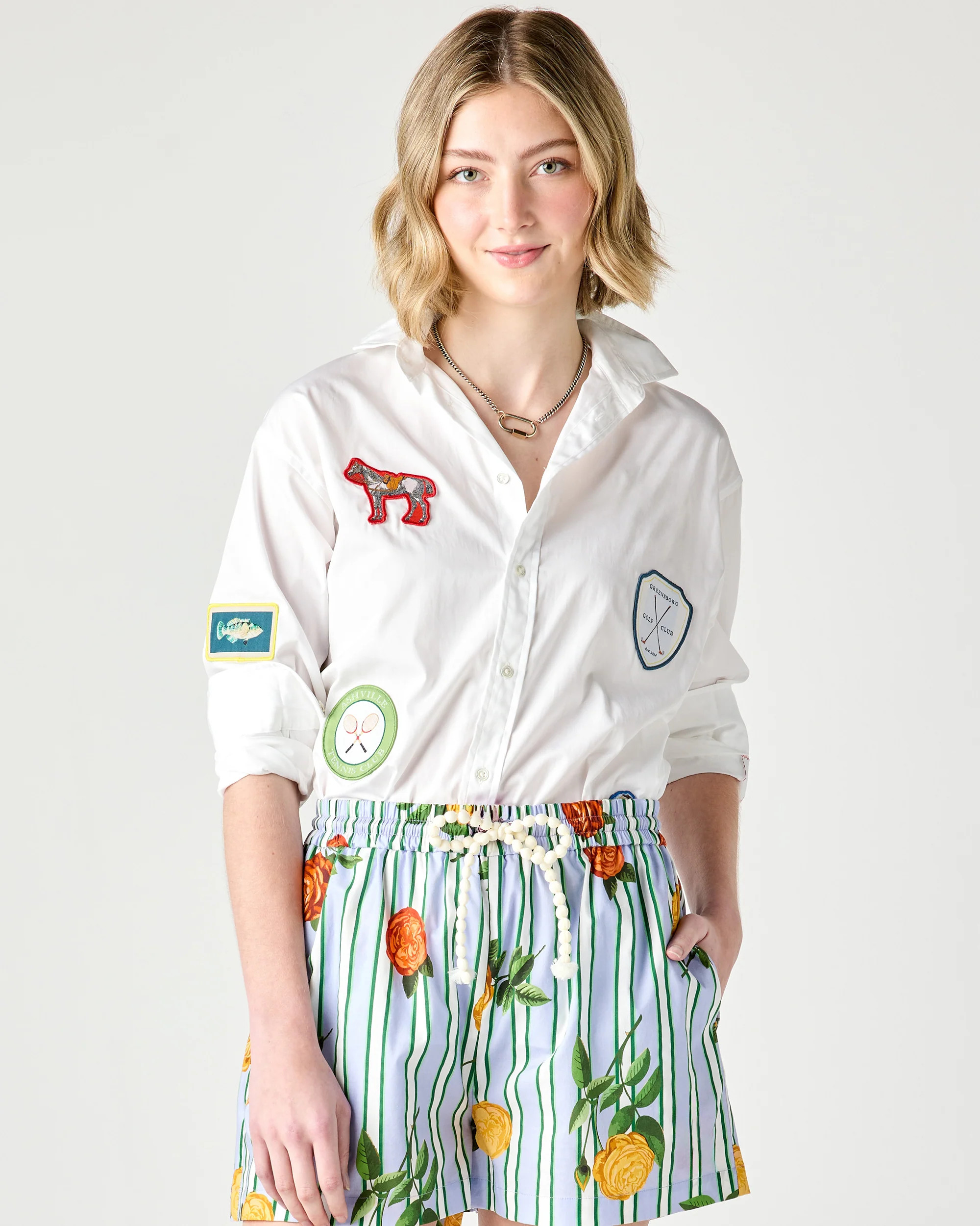Exclusive Spring Patch Charlotte Button Down | Katie Kime Inc