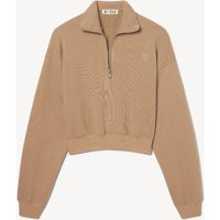 Cropped Half-Zip Sweatshirt Taupe | Size: M | Color: Taupe | Curio