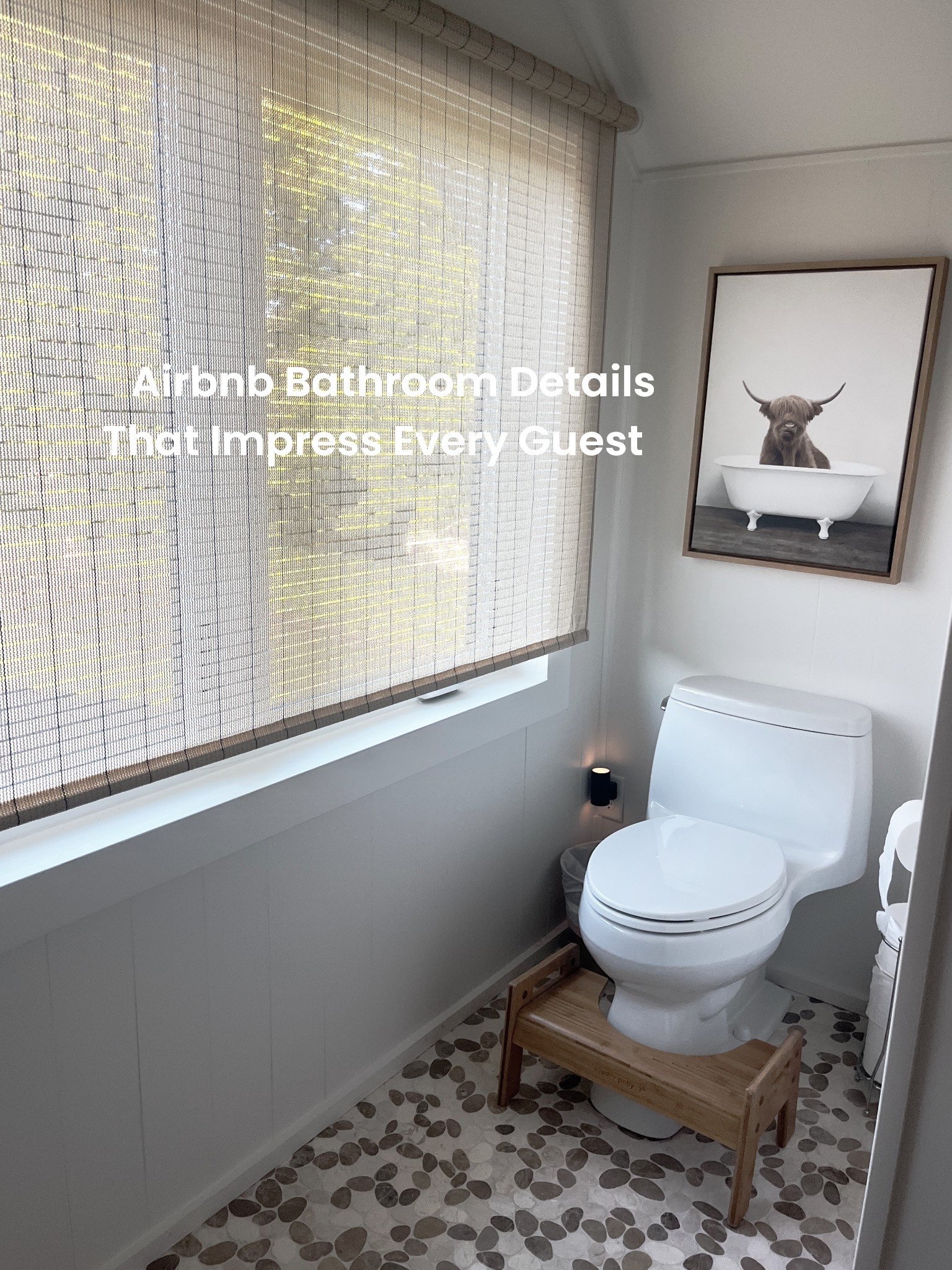 A bathroom that feels fresh, warm, and thoughtful — pebble floors, bamboo blinds, and statement art that adds personality. Small upgrades, big results for your Airbnb reviews.

shop the look on LTK @target

#airbnbstyle #bathroominspo #neutralhome #hostready #targethome #airbnbhosting #cozybathroom #amandaandcodesign

#LTKHome #LTKStyleTip