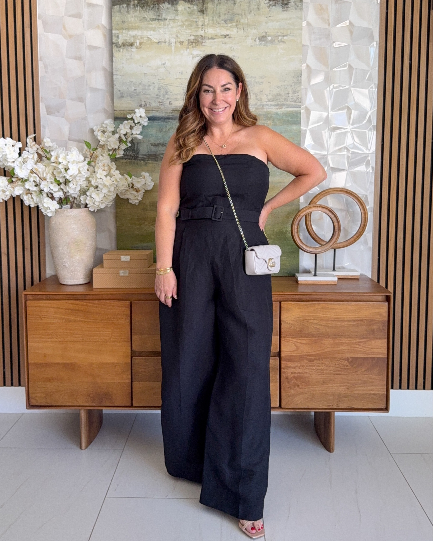 Linen Jumpsuit from @anntaylor wearing 12 runs true to size great for summer date nights!  

 #LTKSeasonal #LTKOver40 #LTKMidsize