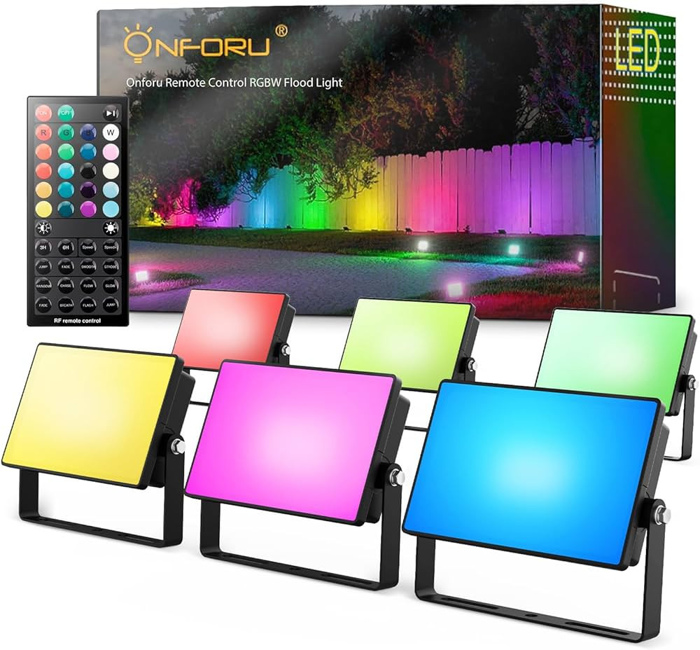 Onforu RGBW Flood Lights Outdoor Remote Control, Color Changing LED Landscape Lights, IP65 Waterp... | Amazon (US)