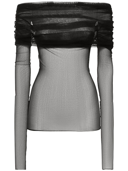 Off-the-shoulder veiled silk top | Luisaviaroma