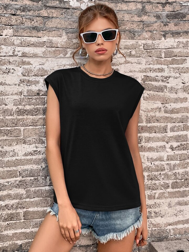 SHEIN LUNE Solid Crew Neck Tank Top | SHEIN