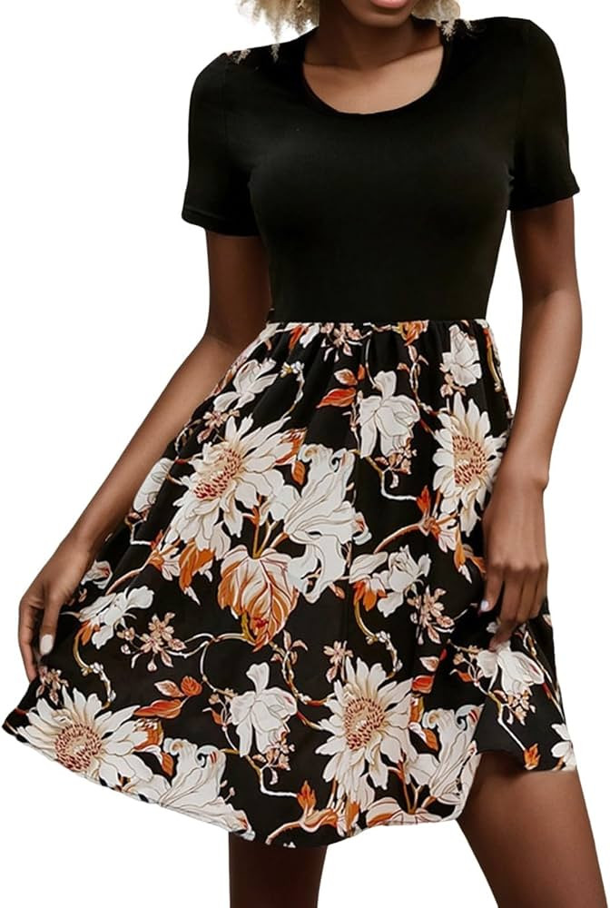Women's Floral Print Low Round Neck Dress Two Piece Casual Skirts for Women 2024 | Amazon (US)