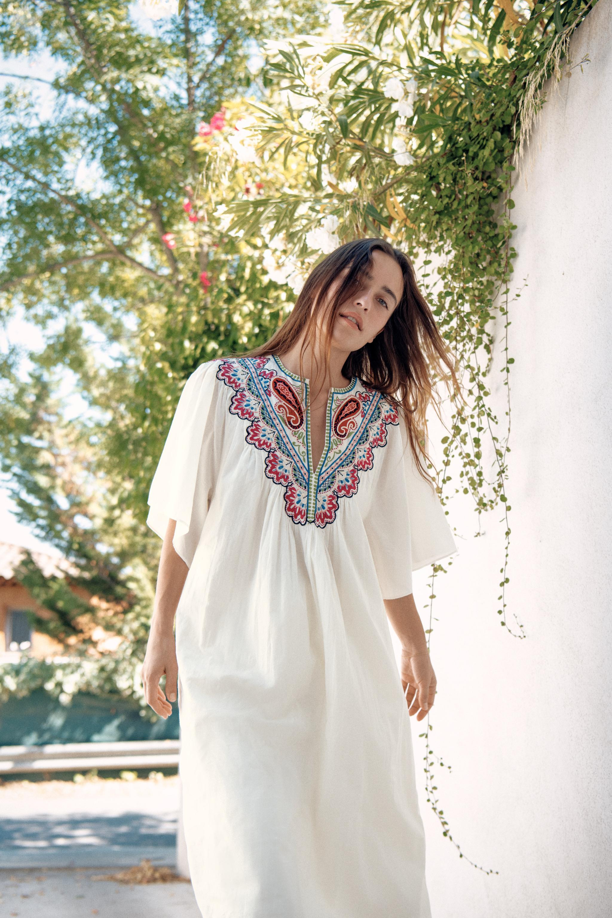 ZW COLLECTION EMBROIDERED MIDI DRESS | Zara US