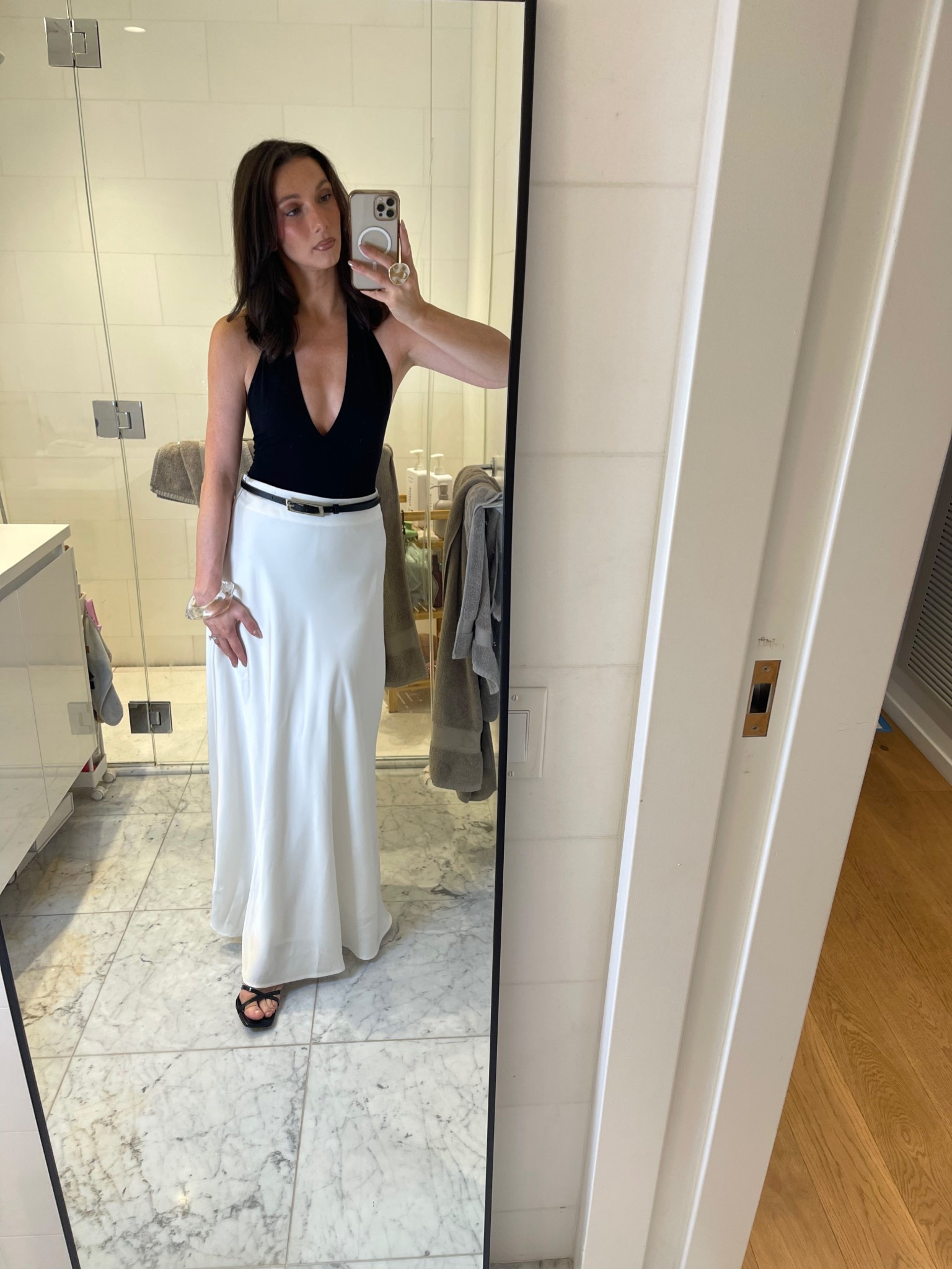 Deep v bodysuit 
Satin skirt 
Summer date night outfit 

#LTKSaleAlert #LTKStyleTip #LTKSeasonal