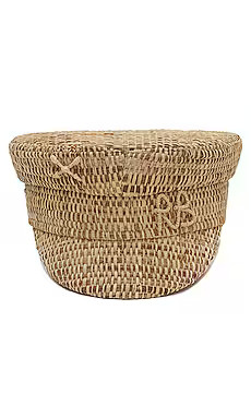 Ruslan Baginskiy Monogram Embellished Baker Boy Cap in Natural Straw from Revolve.com | Revolve Clothing (Global)
