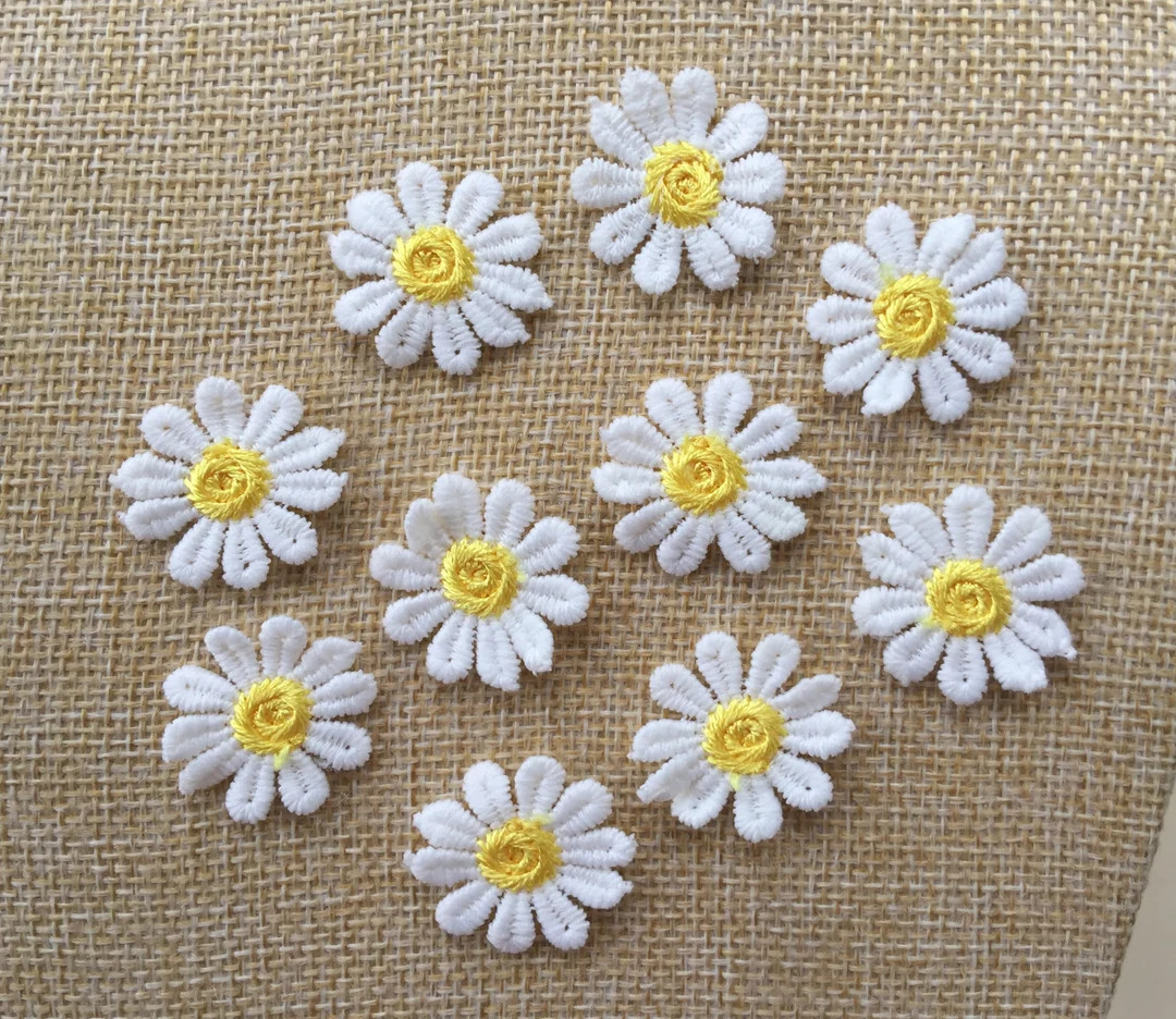 Set Of 10 Daisy Flower Sew On Embroidered Patch Appliqués Badge | Etsy (US)