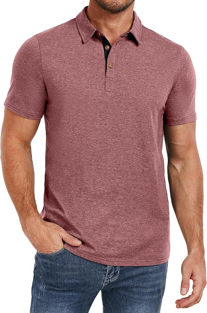 PEGENO Mens Polo Shirts Short Sleeve Casual Cotton Golf Shirts Performance Polo Shirts for Men | Amazon (US)