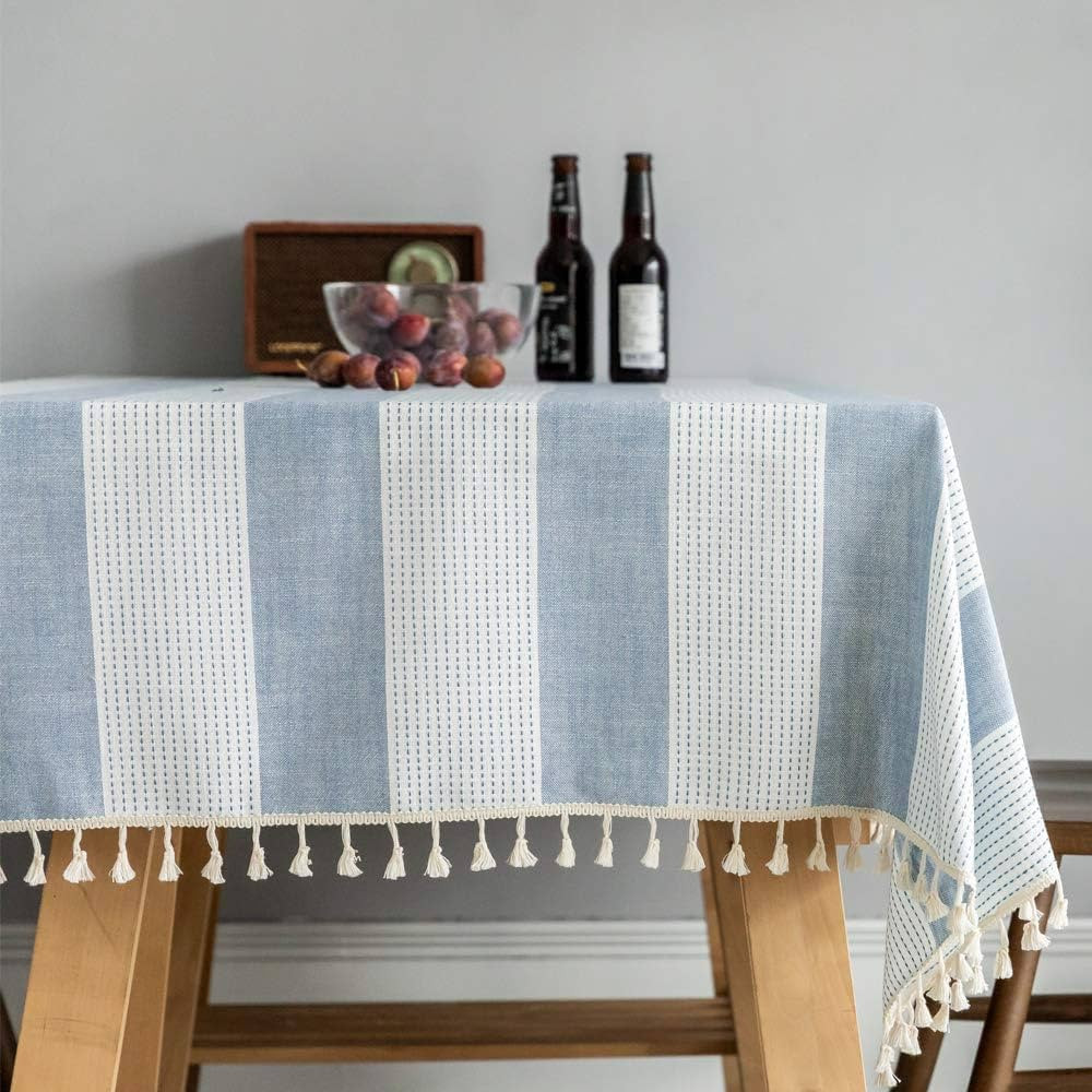 TruDelve Heavy Duty Cotton Linen Tablecloth for Rectangle Table Stitching Tassel Table Cloth for ... | Amazon (US)