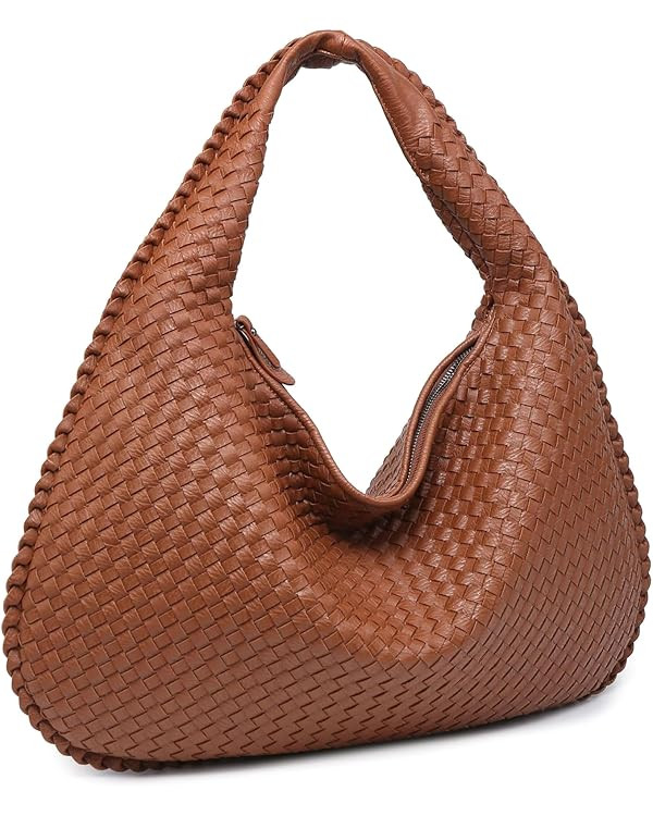 Woven Tote Womens Shoulder Bag -Vegan Leather Work Handwoven Hobo Handbag -Large Woven Purse Unde... | Amazon (US)