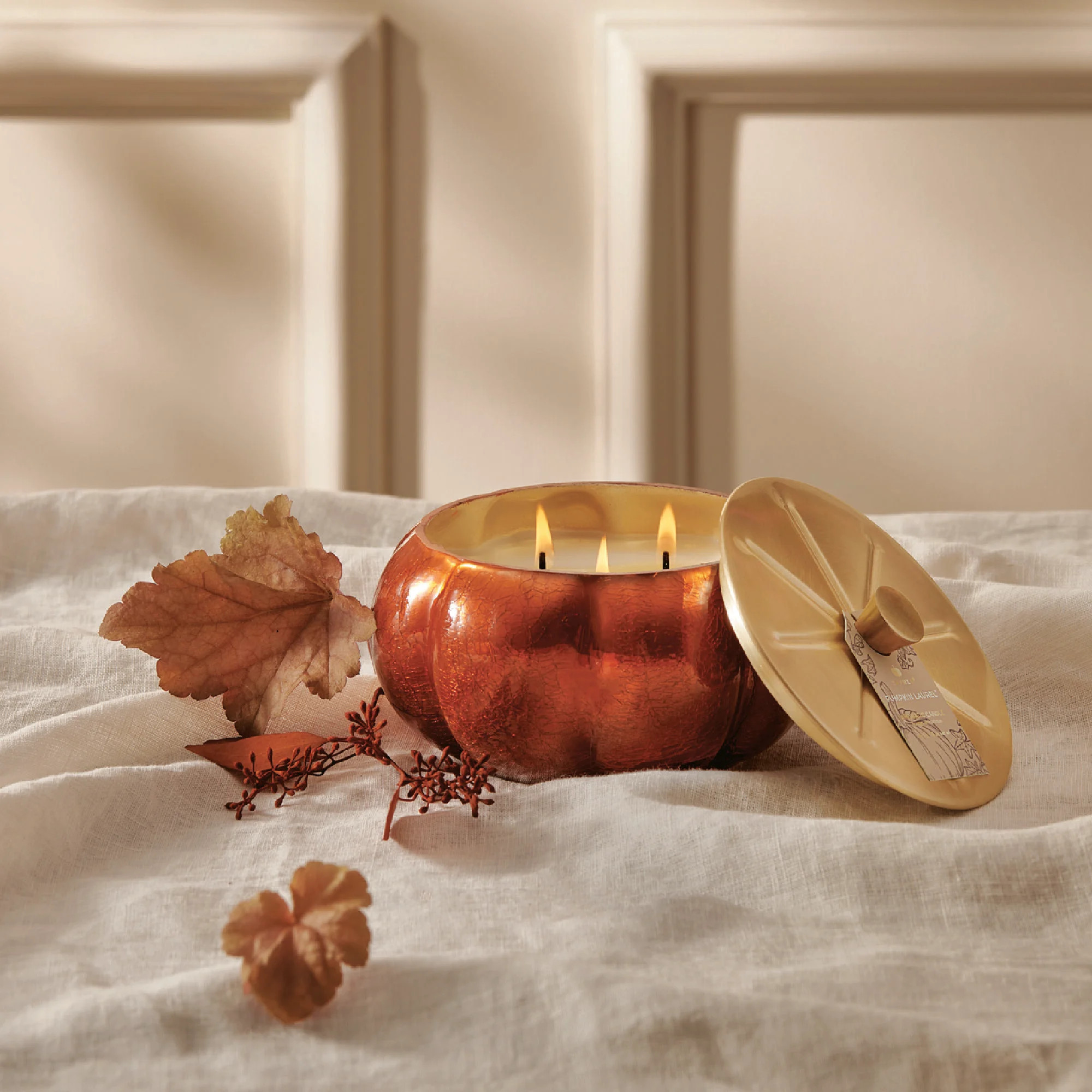 Pumpkin Laurel Statement Large Candle | Thymes | Thymes