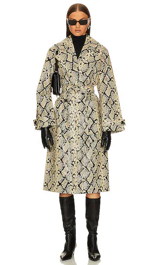 Jo Faux Snakeskin Trench in Beige Snake | Revolve Clothing (Global)