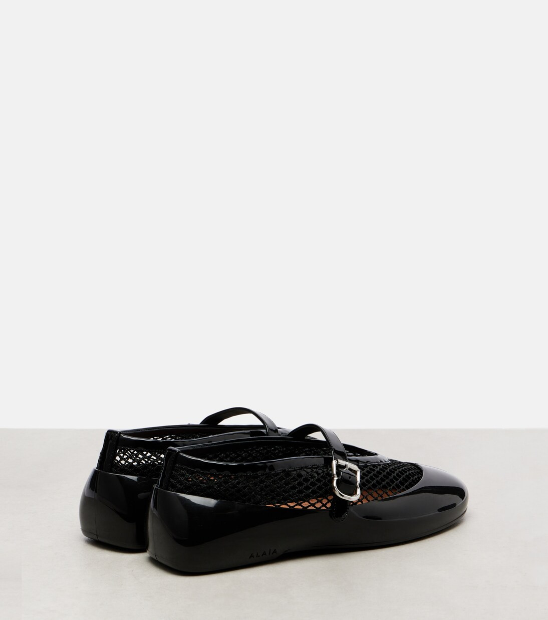 Leather-trimmed fishnet ballet flats | Mytheresa (INTL)