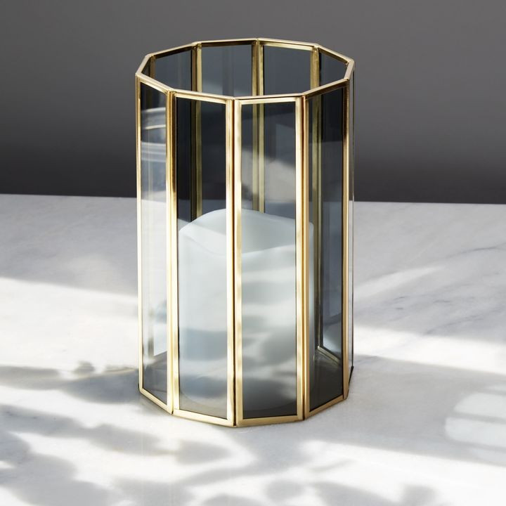 Neva Brass and Smoke Glass Hurricane | Lights.com