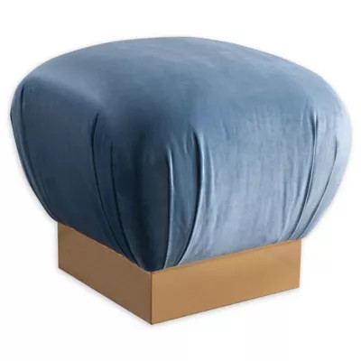 TOV Furniture™ Velvet Upholstered Lotus Ottoman in Sea Blue | Bed Bath & Beyond