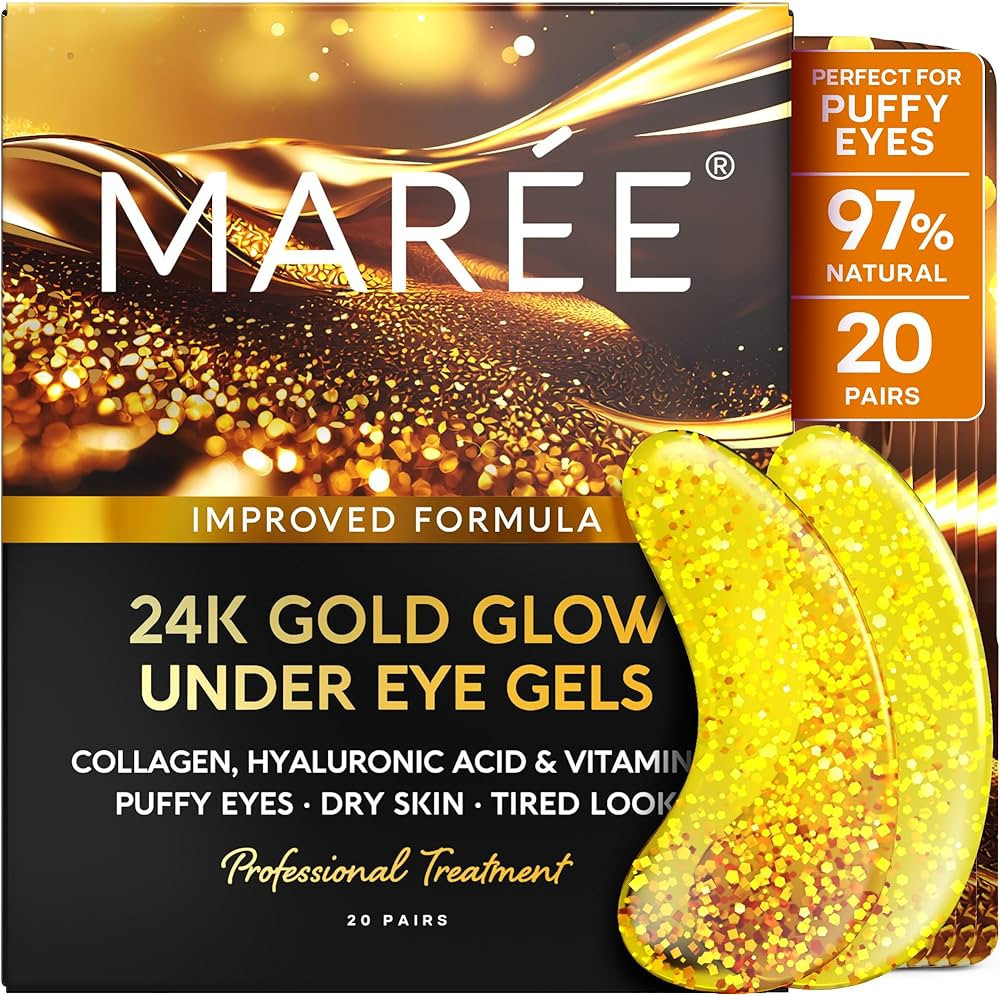 MAREE 24k Gold Under Eye Gels for Puffy Eyes and Dark Circles - Collagen & Hyaluronic Acid Skinca... | Amazon (US)