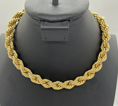 Vintage Givenchy Signed Designer Gold Tone 1980’s Thick Rope Statement Necklace  | eBay | eBay US