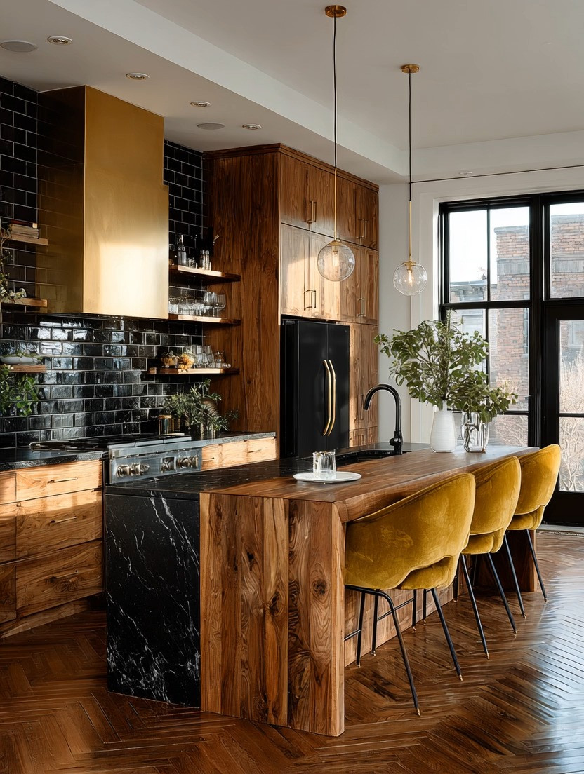 What did your eyes land on first?

The velvet gold chairs…
The black and gold appliances…
Or that rich, grounding wood?

That’s not accidental. That’s design.

A truly elevated kitchen isn’t about one beautiful piece—it’s about creating moments. Layers your eyes move through, one statement after another.

Here’s the formula:

Start with velvet counter stools—bold, soft, and instantly luxurious. Think mustard, burgundy, sage, or classic black.
Then anchor the space with black and gold appliances—fridge, stove, dishwasher—this is where the drama lives.
Finally, bring in natural wood elements—cabinets, shelving, or a statement island—to ground everything with warmth.

Velvet adds elegance.
Black and gold add luxury.
Wood brings balance.

That’s how you create a kitchen that doesn’t just function… it captivates.

Explore our full edit—velvet chairs, statement appliances, and shelving options—all linked for you to build this exact look.

#kitchendesign #homedecorideas #modernkitchen #luxuryinteriors 

 #LTKHome
