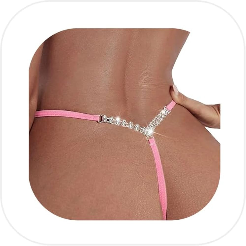 Simple Bikini Rhinestone Waist Chain Thong Panties Summer Beach Crystal Body Chain Thong Stretch ... | Amazon (US)