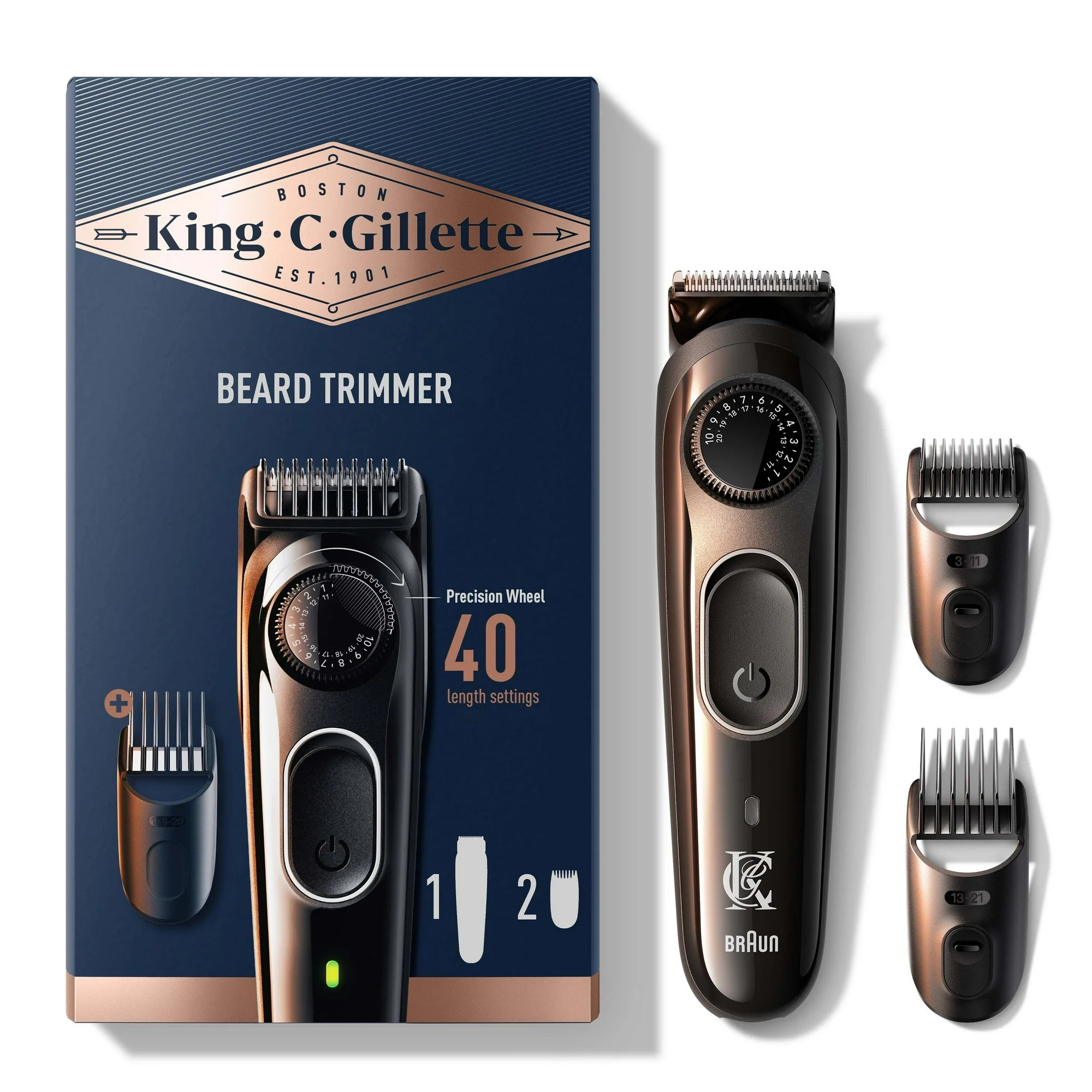 King C. Gillette Beard Trimmer for Men, Cordless Rechargeable Electric Razor | Walmart (US)