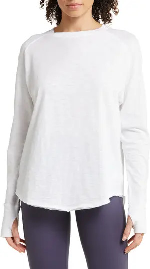 Zella Relaxed Washed Long Sleeve Slub Tee | Nordstrom | Nordstrom