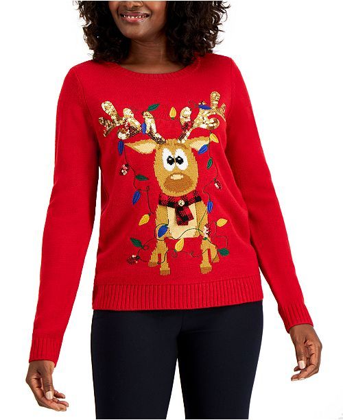 Sequined Reindeer Sweater, Created for Macy's | Macys (US)