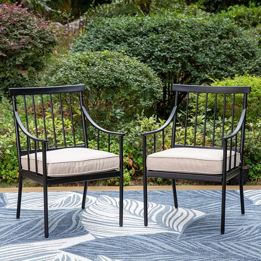 Sophia & William Metal Outdoor Dining Chairs with Seat Cushion, Black Patio Chairs Set of 2, Pati... | Amazon (US)