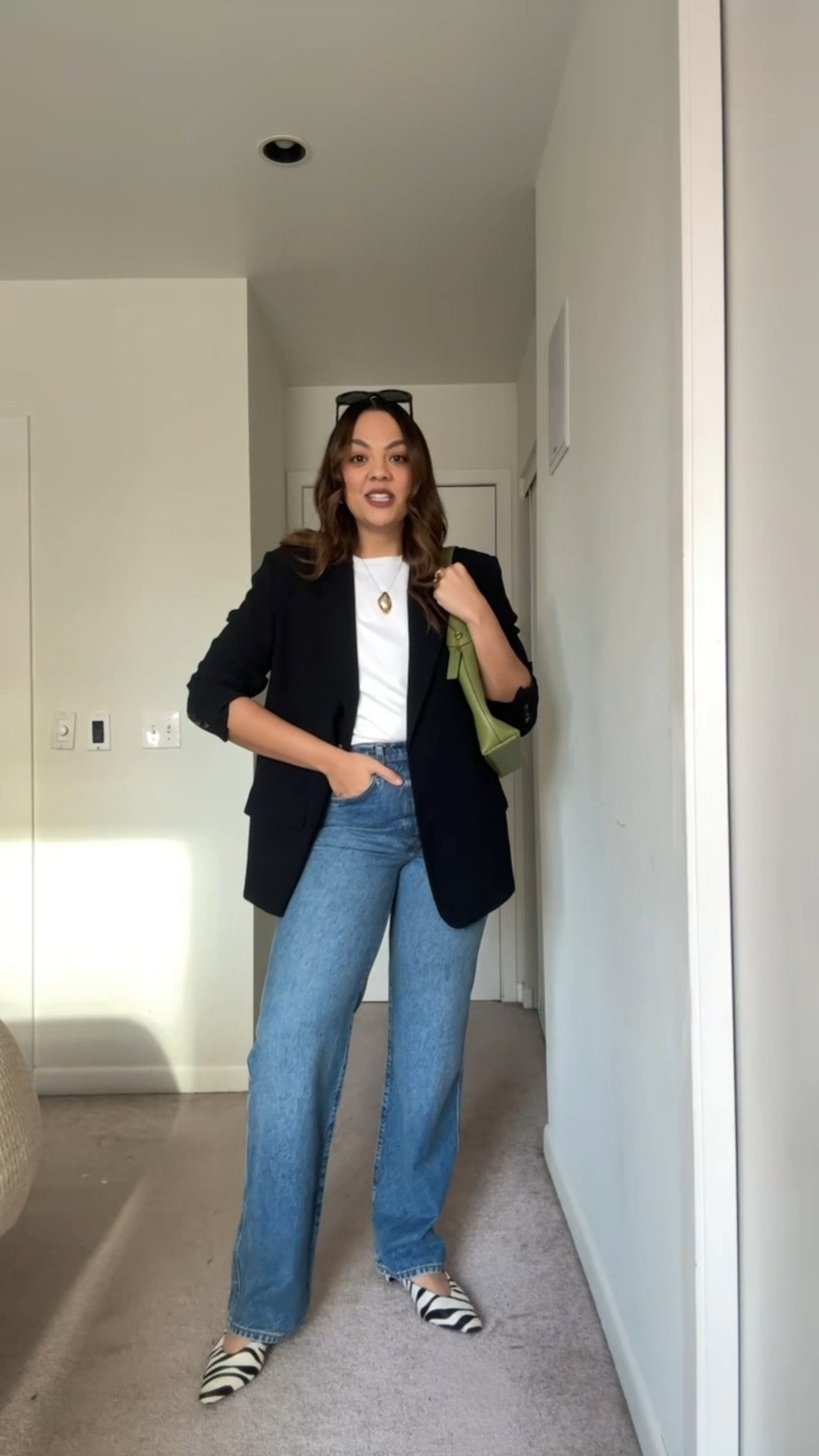 Elevate your every day looks with HASS!

-Reformation medium washed straight jeans, I have a size 29 and the long version.
-White T-shirt, similar options linked.
-Sézane black cardigan, I have a size large.
-Celine Triomphe black rounded sunglasses.
-Aritzia black oversize blazer, I have a size 10.
-Maguire zebra print kitten heels, could not link.
-Coach green leather shoulder bag. Similar options linked.
-Madewell black leather bucket, tote bag.
-Banana Republic gold pendant necklace.
-Zara brown leather jacket, I have a size large.
-Adidas brown spezial sneakers.
-Ganni leopard print tote bag.
-Aviator sunglasses, similar options linked.


#LTKwinter #LTKstyletip #LTKcanada