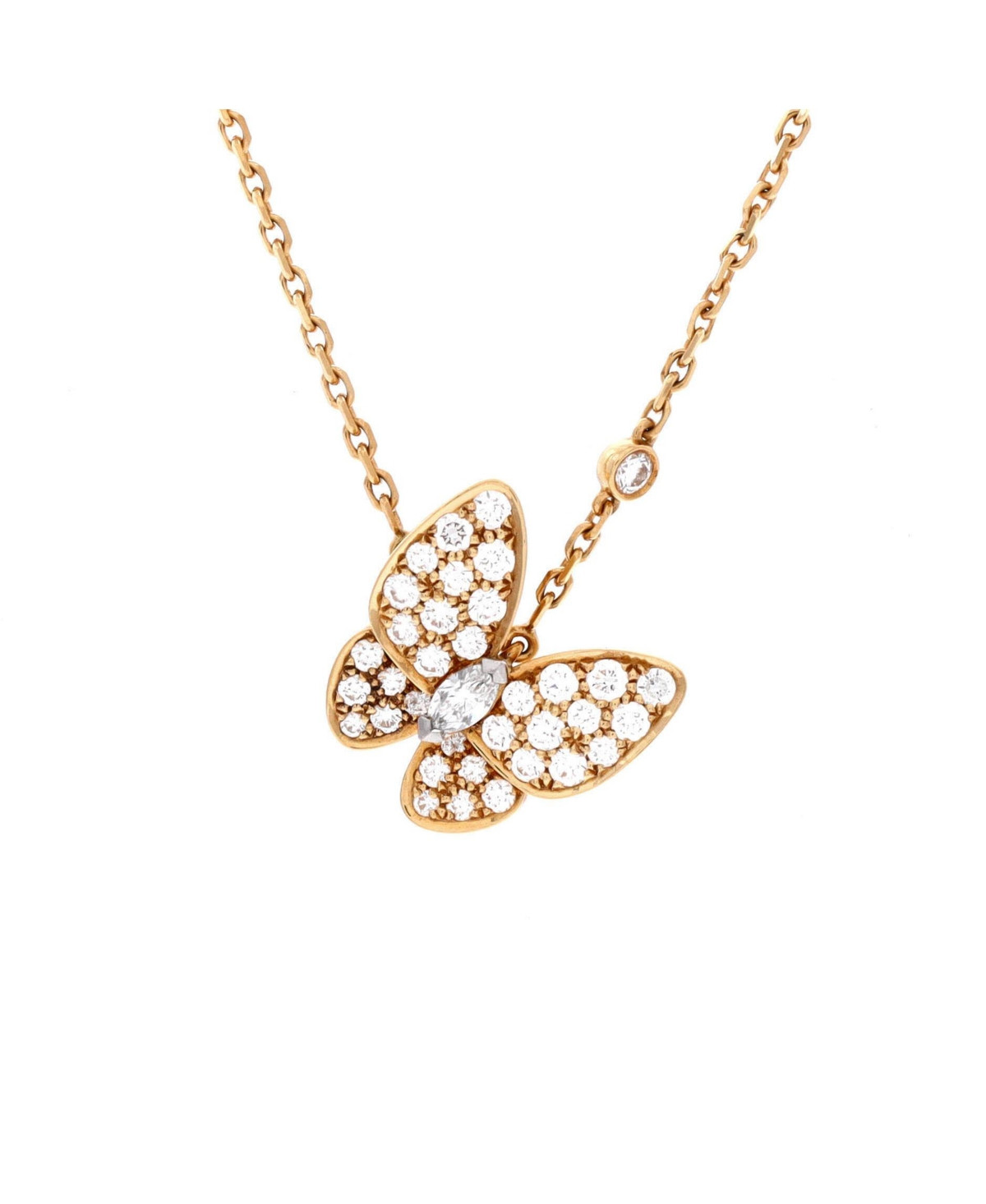 Pre-Owned Van Cleef & Arpels Two Butterfly Pendant Necklace - 18k yellow gold | Macy's