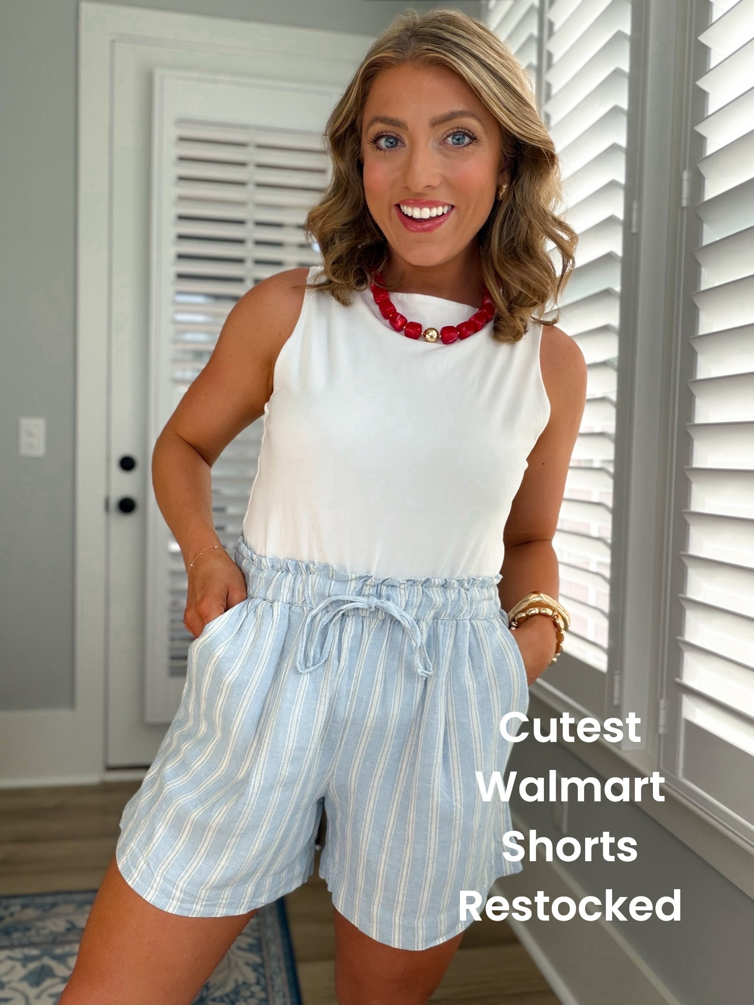 🤍🩵 The Walmart shorts everyone loved are officially RESTOCKED… and this time they’re fully stocked in all sizes! 🙌

These striped paperbag shorts are one of those easy summer pieces you’ll reach for on repeat. Lightweight, comfortable, flattering, and they pair perfectly with tanks, tees, bodysuits, and swimsuits. The elastic waistband and relaxed fit make them an effortless grab-and-go option for everything from errands to beach vacations. ☀️🏖️

I styled mine with a simple white tank for a classic coastal-inspired look, but they come in several gorgeous colors so there’s truly an option for everyone. And for the price?! They’re such a good find. 😍

If you’ve been waiting to grab them, now is the time because I have a feeling they won’t stay fully stocked for long!

#WalmartFashion #WalmartFinds #WalmartStyle #WalmartNewArrivals #StripedShorts #SummerShorts #AffordableFashion #SummerStyle #CoastalStyle #BeachVacationStyle #VacationOutfits #CasualSummerStyle #MomStyle #EverydayOutfit #OOTD #StyleOnABudget #AffordableStyle #WalmartHaul #SummerWardrobe #FashionFinds #LTKStyle #WalmartClothing #RestockAlert #SummerOutfitIdeas #BudgetFriendlyFashion 🩵🤍☀️

#LTKootd #LTKPetite