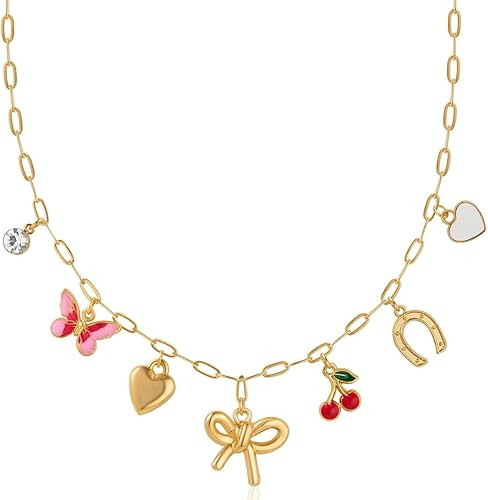 Humble Chic NY Gold Charm Necklace for Women - Paperclip Chain Necklace with Trendy Charms, Chunk... | Amazon (US)