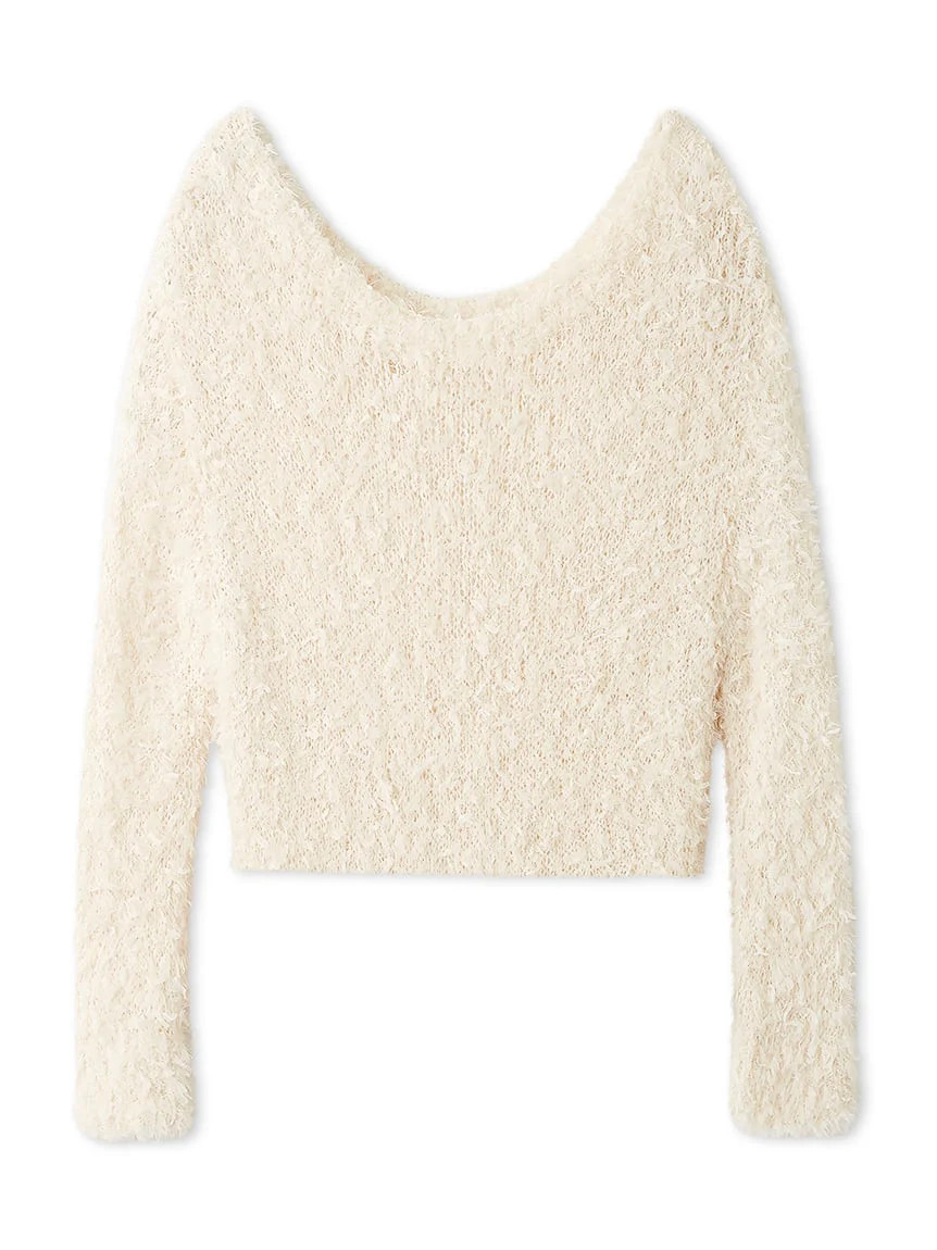 Fluffy Boat Neck Knit Sweater - F(ONE SIZE) / IVORY | Snidel
