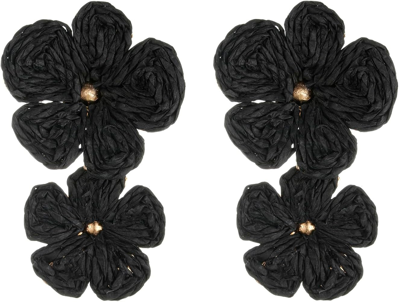Amazon.com: RUOFFETA Raffia Flower Earrings, Raffia Straw Wrapped Flower Drop Dangle Earrings Sum... | Amazon (US)