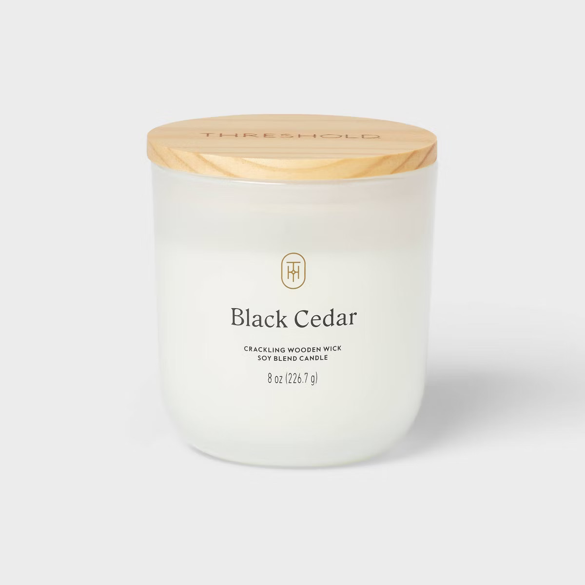 Milky Glass Wooden Wick Black Cedar Jar Candle 8oz - Threshold™ | Target