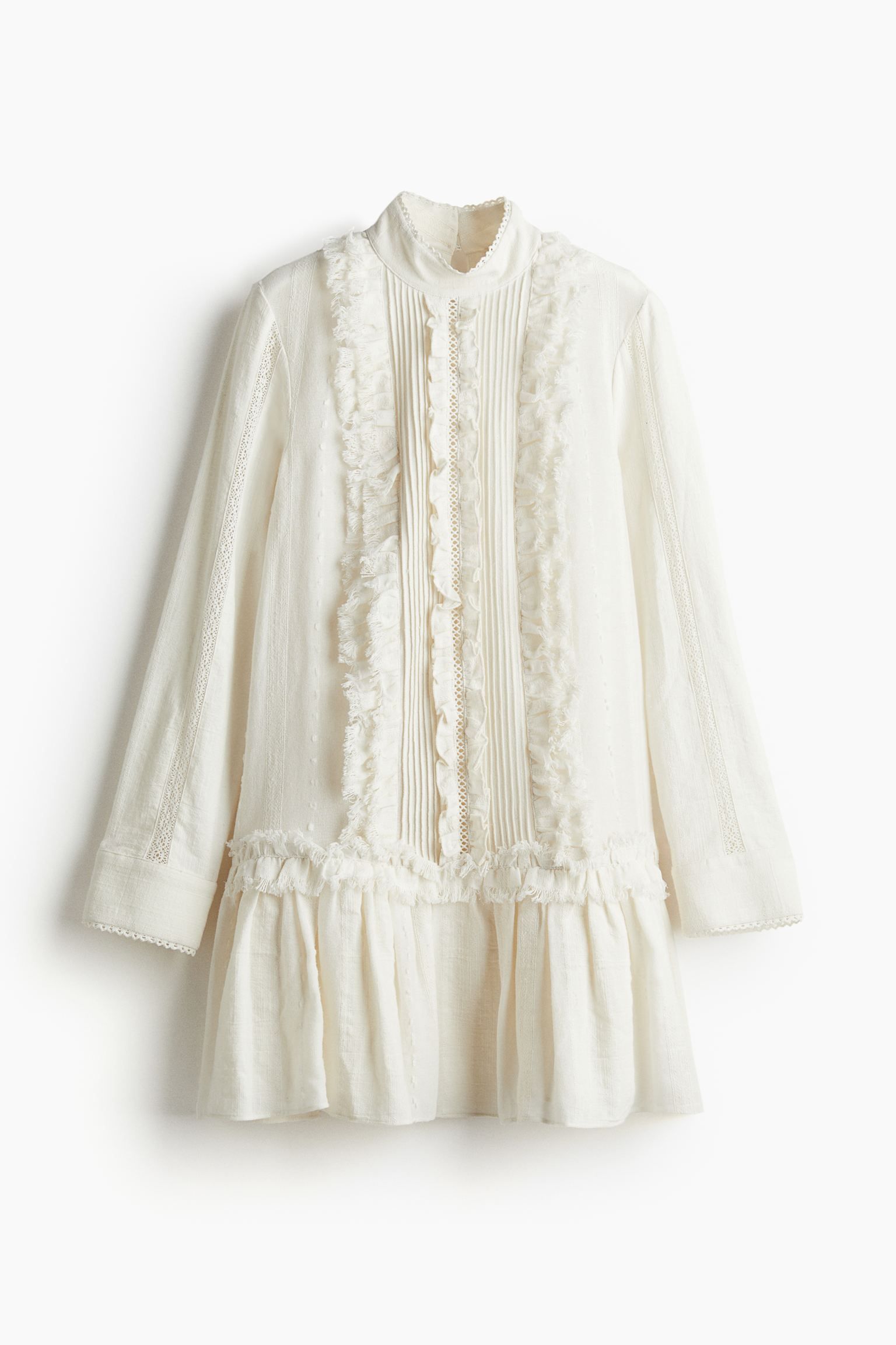 Ruffled dress - Cream - Ladies | H&M GB | H&M (UK, MY, IN, SG, PH, TW, HK)