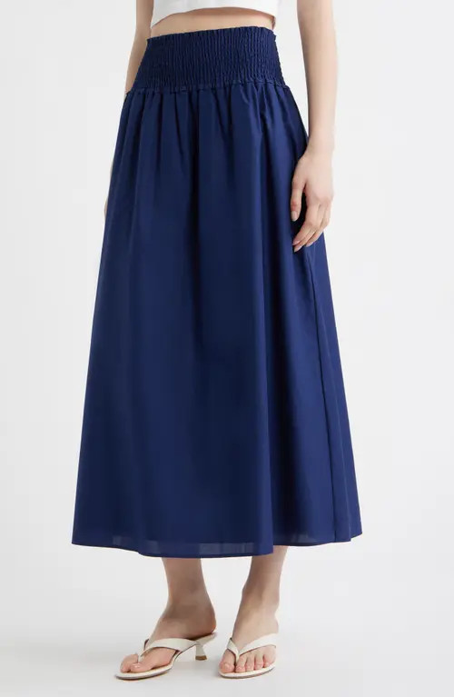 Hill House Home The Delphine Nap® Midi Skirt in Navy at Nordstrom, Size Medium | Nordstrom