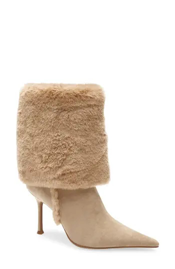 Jeffrey Campbell Fennec Faux Fur Cuff Bootie in Beige Suede Combo at Nordstrom Rack, Size 11 | Nordstrom Rack