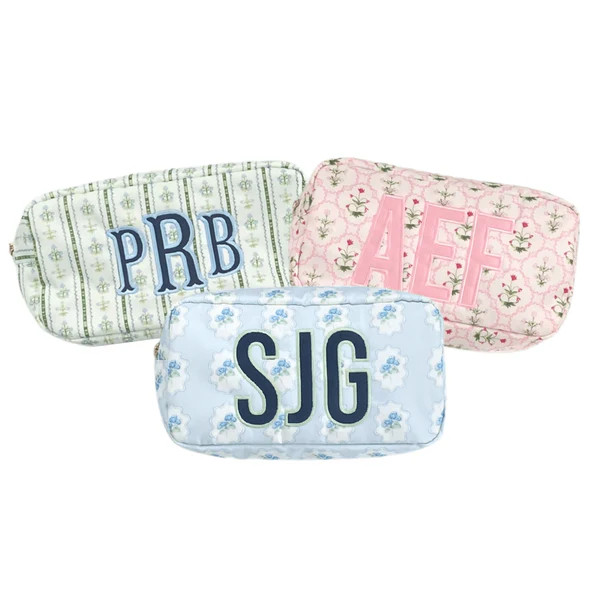 Embroidered Printed Nylon Pouch with Applique | Sprinkled With Pink