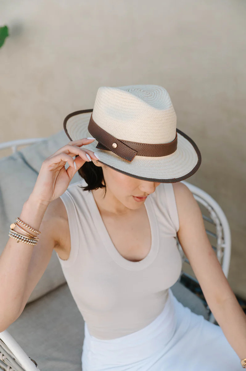 Artisan Palm and Leather Fedora | La Peony Clothing