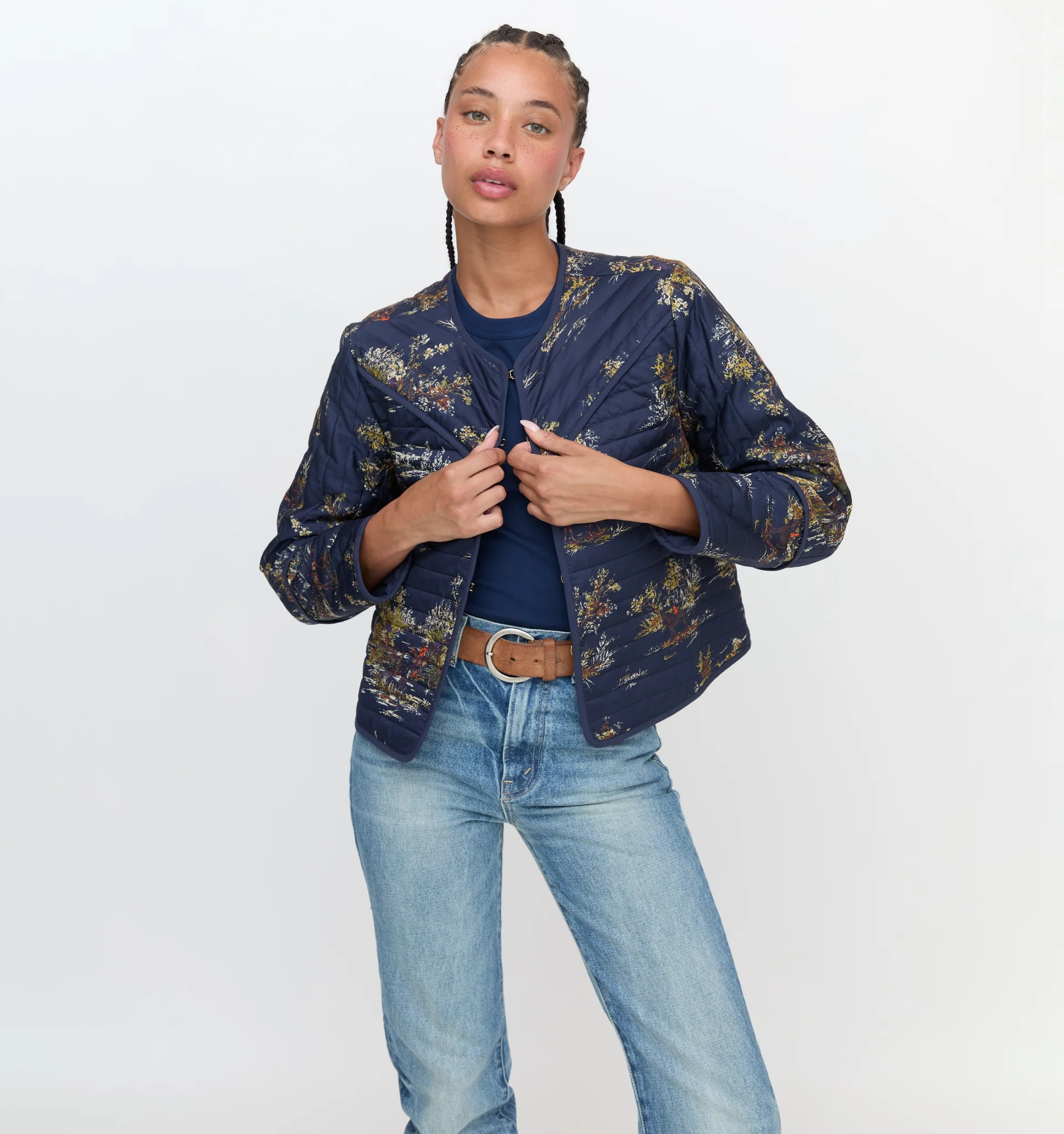 The Amari Jacket - Navy Equestrian Toile | Hill House Home