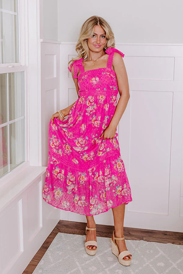 Secret Rose Garden Midi Hot Pink | Impressions Online Boutique