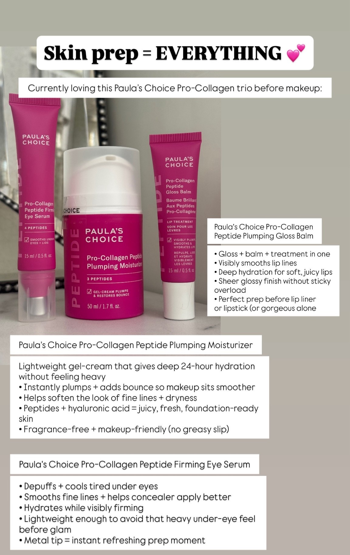 Skin prep = EVERYTHING 🤍

Currently loving this Paula’s Choice Pro-Collagen trio before makeup.

Basically… hydrated, plump, smooth skin = better makeup every single time. This combo feels especially good when you want fresh, healthy, skin-first glam ✨

#LTKmorningroutine #LTKselfcare #LTKBeauty