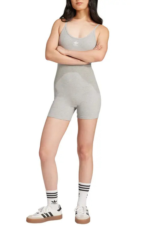 adidas Originals Essentials Rib Romper in Mgreyh at Nordstrom, Size Large | Nordstrom