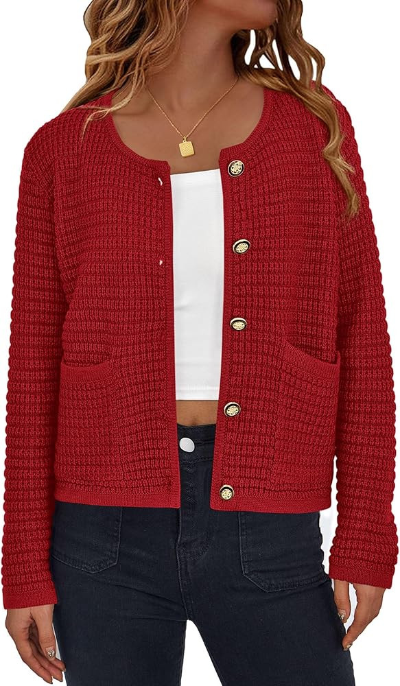 PRETTYGARDEN Women's Knit Cardigan Sweaters Fall Fashion Long Sleeve Open Front Button Down Trend... | Amazon (US)