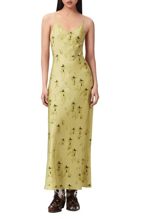 AllSaints Bryony Satin Slipdress in Empoli Yellow at Nordstrom, Size 12 Us | Nordstrom