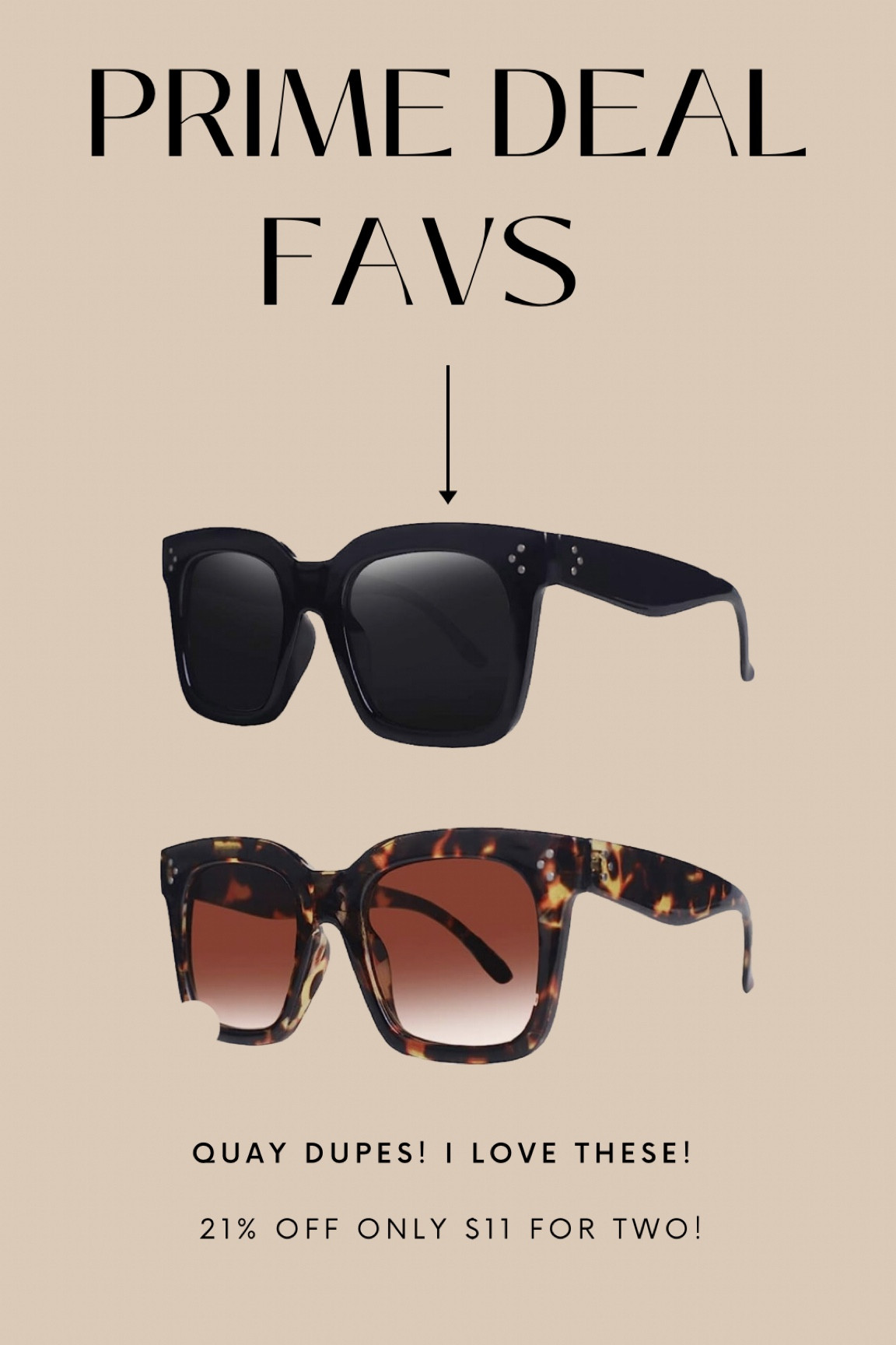 The best quay sunglasses dupes. I love these for my back up pair or just daily! They are light weight and super cute! And $11 for TWO! 

#LTKstyletip #LTKxPrime #LTKfindsunder50